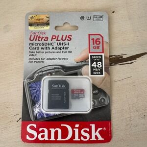 SanDisk Ultra PLUS 16GB microSDHC UHS-I Memory‎ Card with SD Adapter